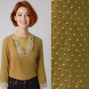 MEILING Fashion Mustard Yellow Ruffle Top